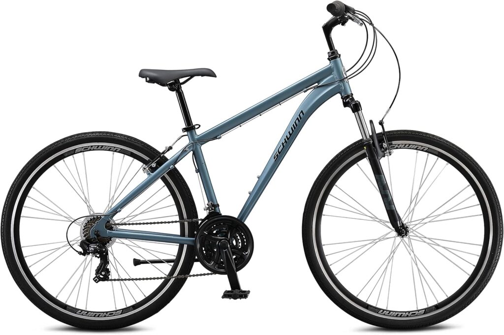 Best hybrid bikes under $500 featured Schwinn with sleek aluminum frame and upright handlebars