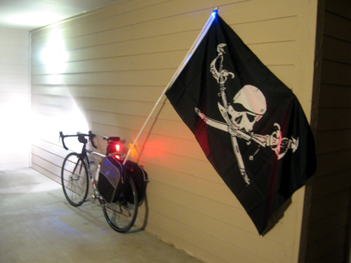 This flag creates a tremendous racket when flown — the flag flaps in the breeze, the pole clanks and rattles. It sounds, well, like a pirate ship!