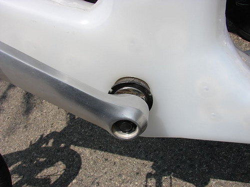 Close-up of IV-1 plastic bike internal spaceframe showing triangulated beam structure for rigidity