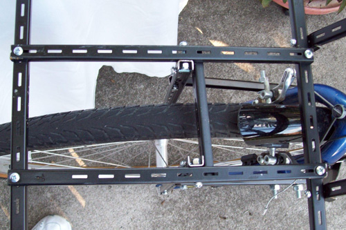 3. Place the next two 12.5” lengths onto the rack frame while holding it in position so that you can mark where you need to drill the screw holes both in the uprights and the two 12.5″ lengths.