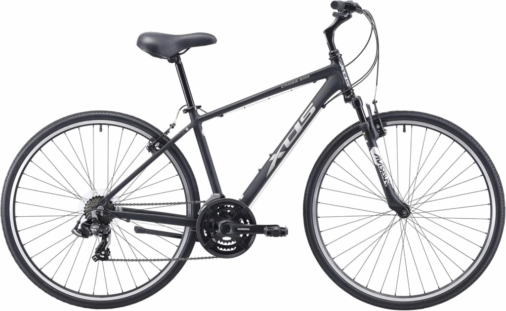Budget hybrid bikes under $500 XDS Cross200 featuring mechanical disc brakes and alloy frame