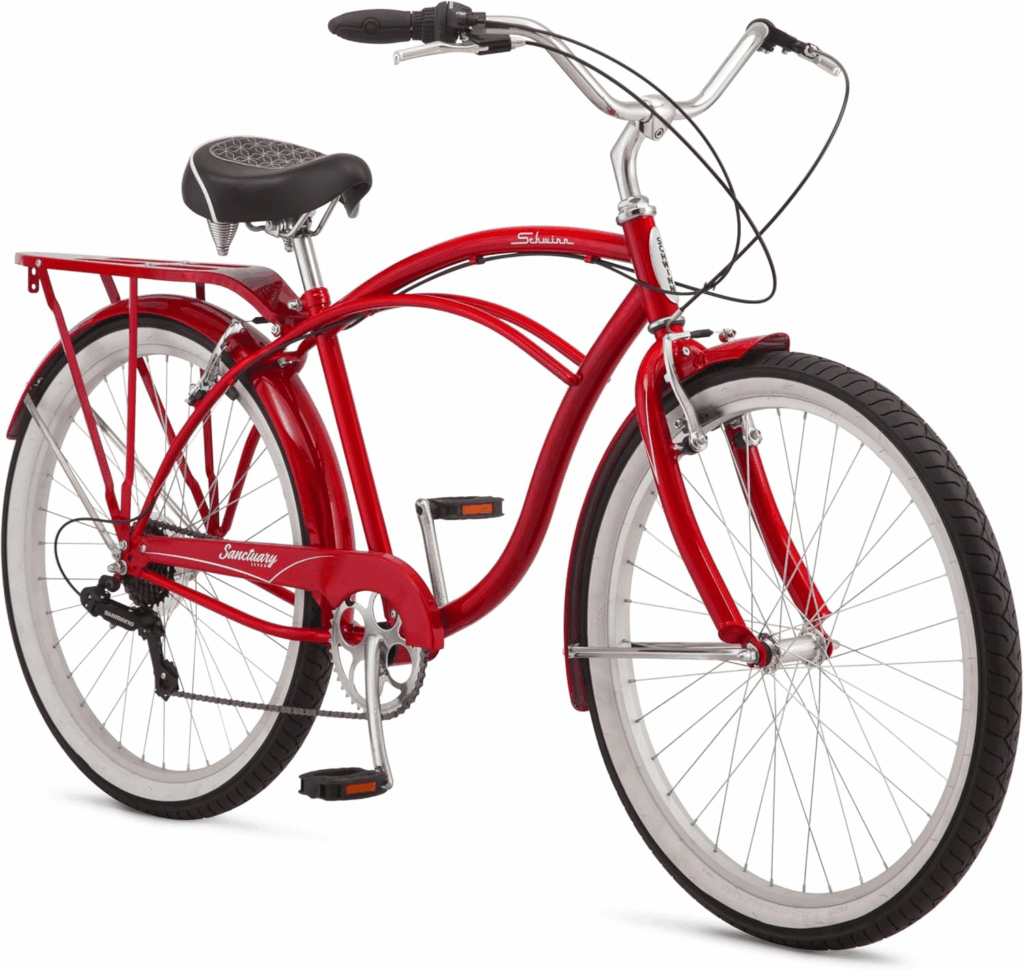 Schwinn Sanctuary 7 cruiser bike featuring swept handlebars and comfortable upright riding position