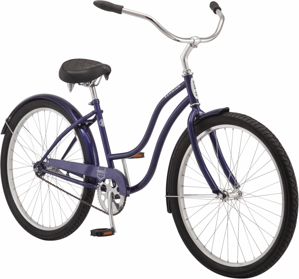 Schwinn Mikko beach cruiser with ultra-low step-through frame for easy mounting and dismounting