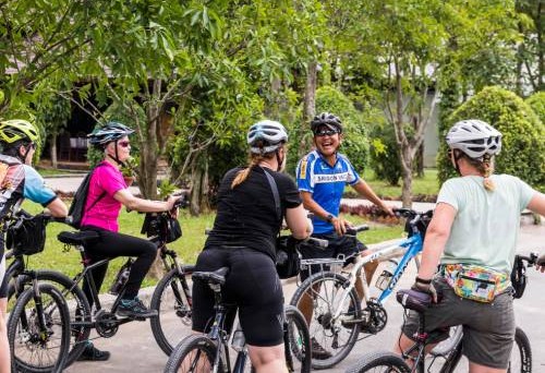 Guided cycling group tour showing progression from bike commuting to travel cycling adventures