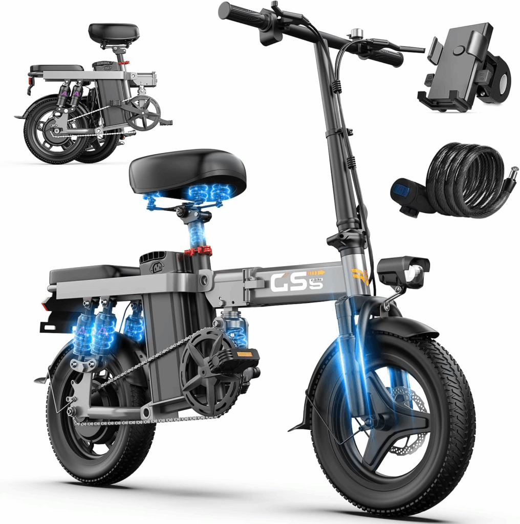 LELEKUAI folding electric bike for heavy riders with dual suspension
